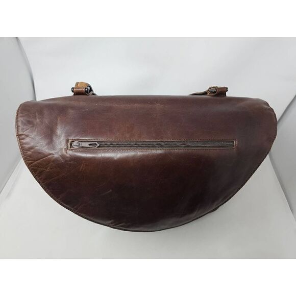 VITTORIO RICCI HAND MADE ITALY BROWN LEATHER COW HIDE PURSE TOTE LARGE 18" X 9" - Picture 2 of 10